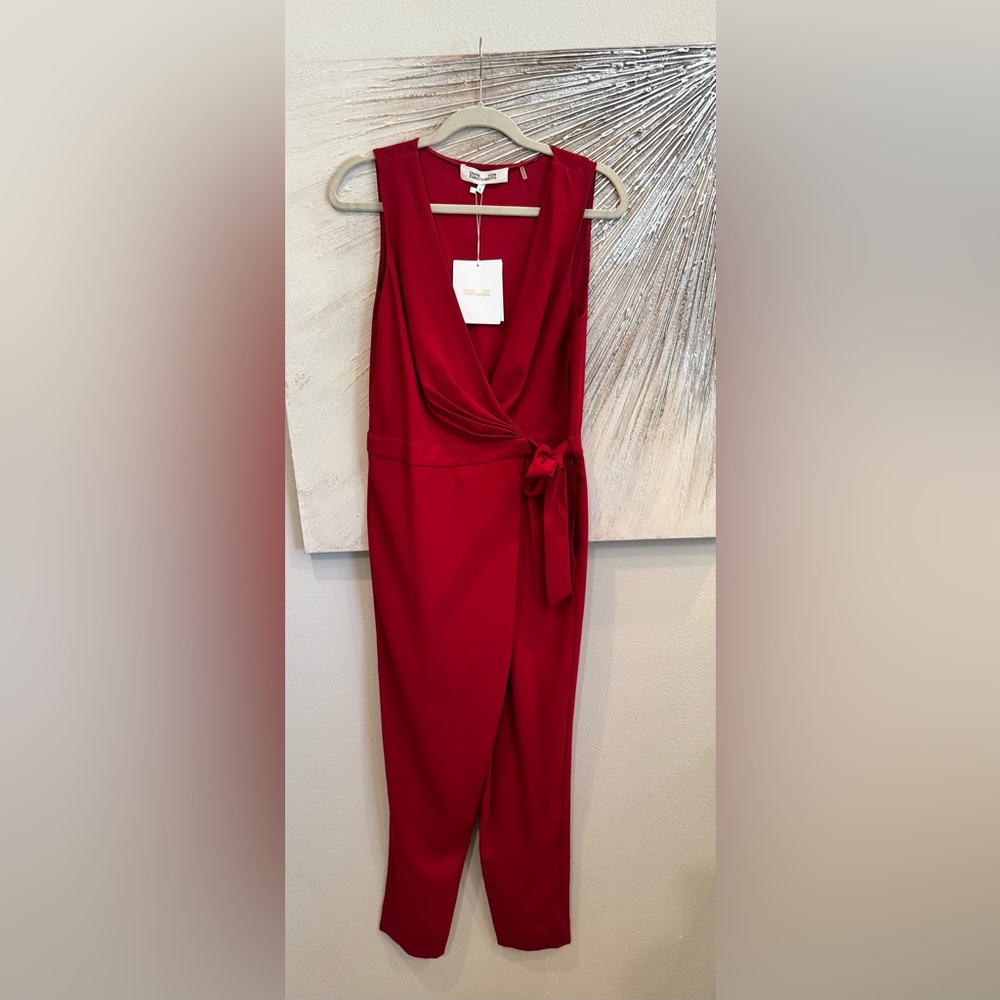 Diane Von Furstenberg red Jumpsuit with wrap belt